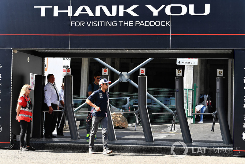 Sergio Perez, Force India at Paddock gates