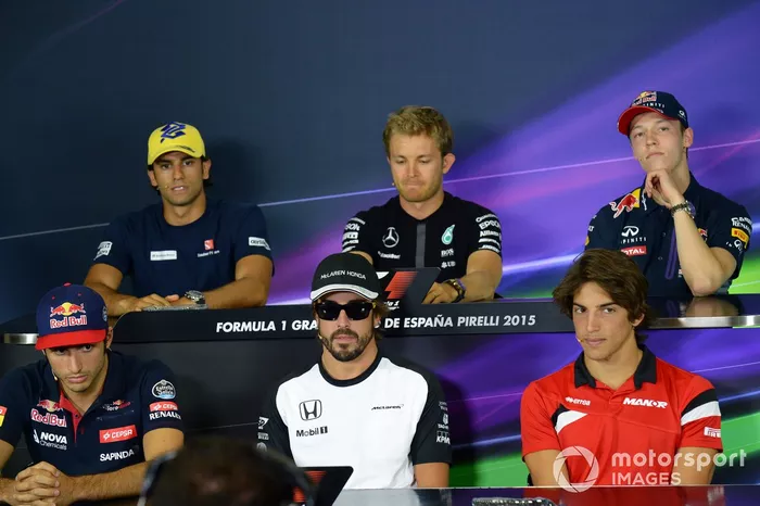 Felipe Nasr, Sauber, Nico Rosberg, Mercedes AMG F1, Daniil Kvyat, Red Bull Racing, Carlos Sainz jr.  Scuderia Toro Rosso, Fernando Alonso,  McLaren and Roberto Merhi, Manor GP in the press conference