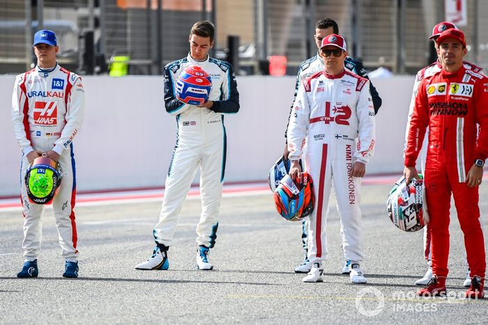 Mick Schumacher, Haas F1, George Russell, Williams, and Kimi Raikkonen, Alfa Romeo 