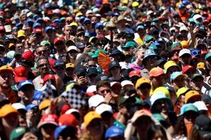 A sea of fans gathered at the stage during practice ahead of the F1 Grand Prix of Spain 