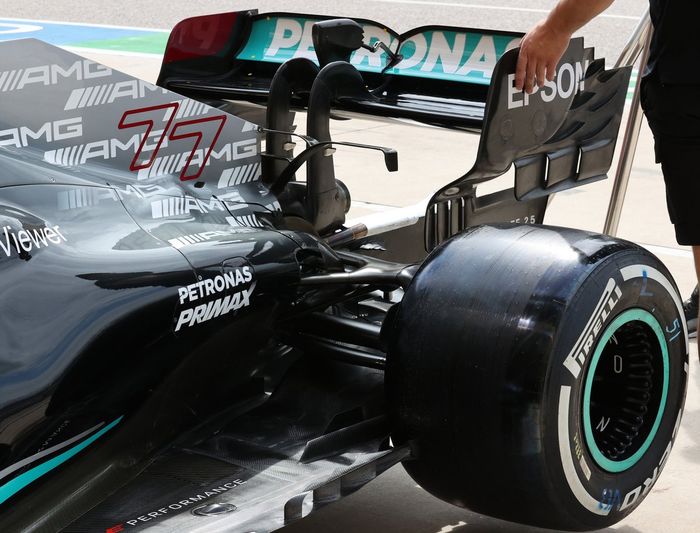 Detalle de la parte trasera del Mercedes W12