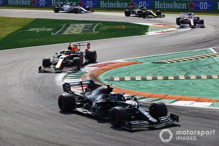Valtteri Bottas, Mercedes F1 W11, Max Verstappen, Red Bull Racing RB16, Lance Stroll, Racing Point RP20