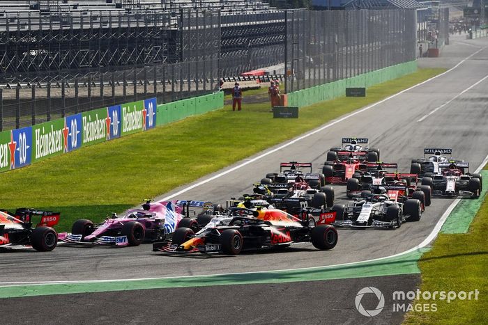 Alex Albon, Red Bull Racing RB16, Lance Stroll, Racing Point RP2