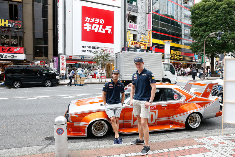 Daniel Ricciardo and  Max Verstappen, Red Bull Racing drive around Tokyo in a Bosozuko Car