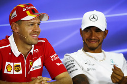 Sebastian Vettel, Ferrari, Lewis Hamilton, Mercedes AMG F1, in the press conference