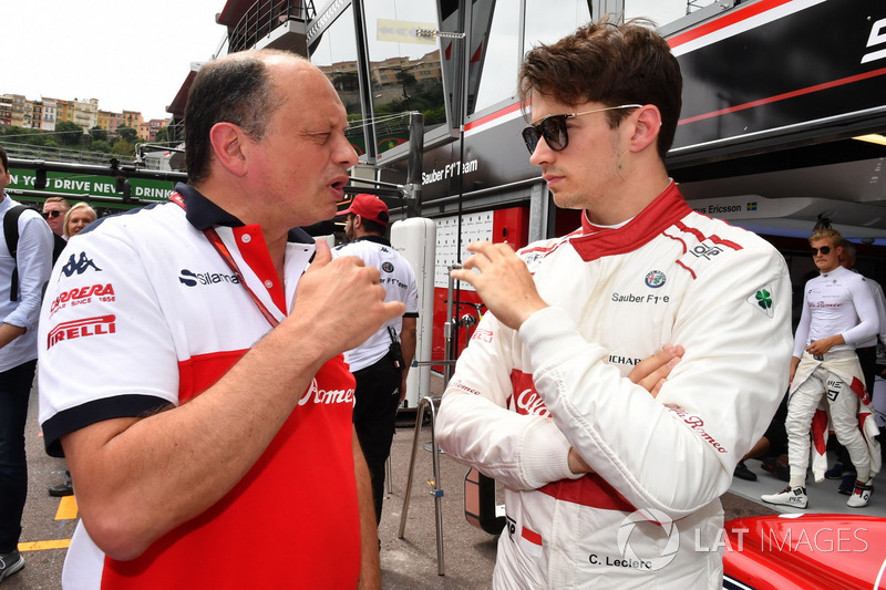 Frederic Vasseur, Sauber, Team Principal and Charles Leclerc, Sauber