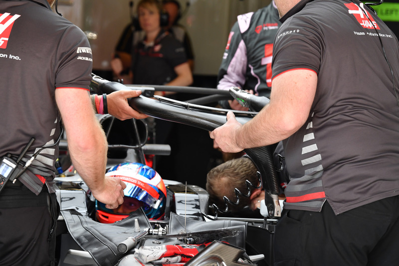 Romain Grosjean, Haas F1 Team VF-18 y mecánica con halo