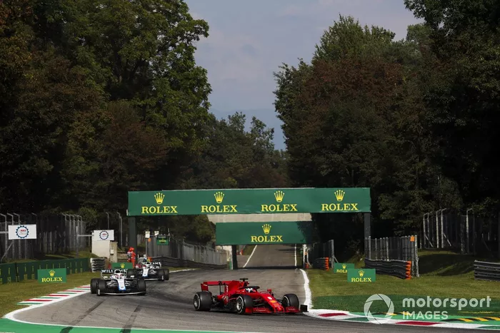 Sebastian Vettel, Ferrari SF1000, George Russell, Williams FW43, Nicholas Latifi, Williams FW43