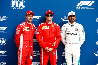 Sebastian Vettel, Ferrari, Kimi Raikkonen, Ferrari, Lewis Hamilton, Mercedes AMG F1