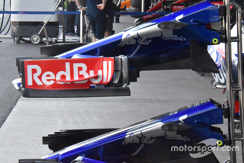 Toro Rosso'nun Amerika'da test ettiği ön kanadın uç plakasına bir kanatçık daha eklenmiş