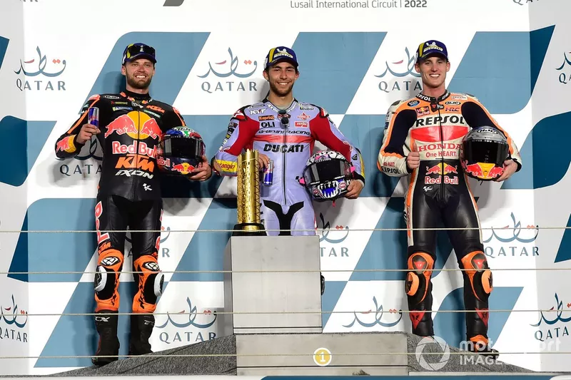 Podio: Vincitore della gara Enea Bastianini, Gresini Racing, secondo posto Brad Binder, Red Bull KTM Factory Racing, terzo posto Pol Espargaro, Repsol Honda Team