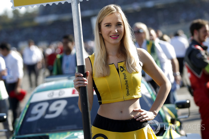 Grid girl of Mike Rockenfeller, Audi Sport Team Phoenix, Audi RS 5 DTM