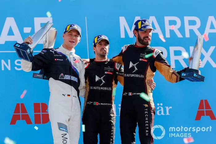 Podio: ganador Antonio Felix da Costa, DS Techeetah, segundo lugar Maximilian Günther, BMW I Andretti Motorsports, y tercer lugar Jean-Eric Vergne, DS Techeetah