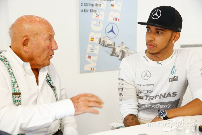 Lewis Hamilton y Sir Stirling Moss en Monza