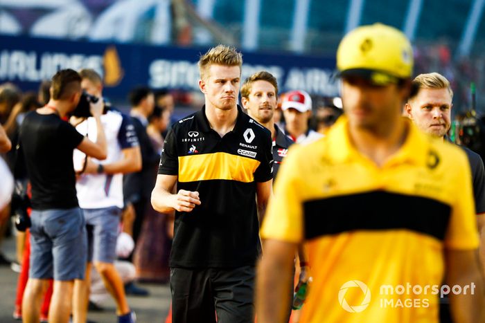 Nico Hulkenberg, Renault Sport F1 Team, Carlos Sainz Jr., Renault Sport F1 Team,  Romain Grosjean, Haas F1 Team, y Kevin Magnussen, Haas F1 Team