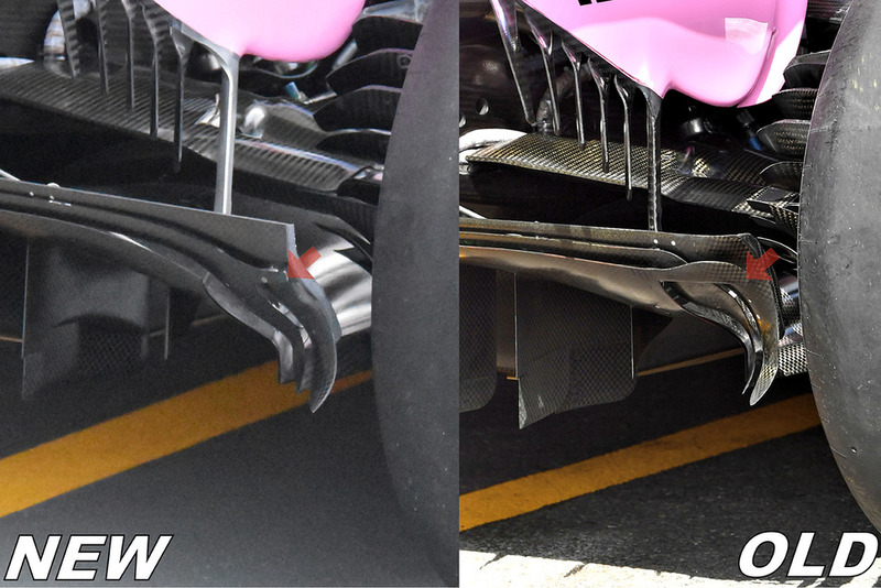 Comparaison des diffuseurs de la Force India VJM11