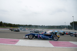 Start, two wheels, Joel Eriksson, Motopark Dallara F312 Volkswagen, Zhi Cong Li, Carlin Dallara F3