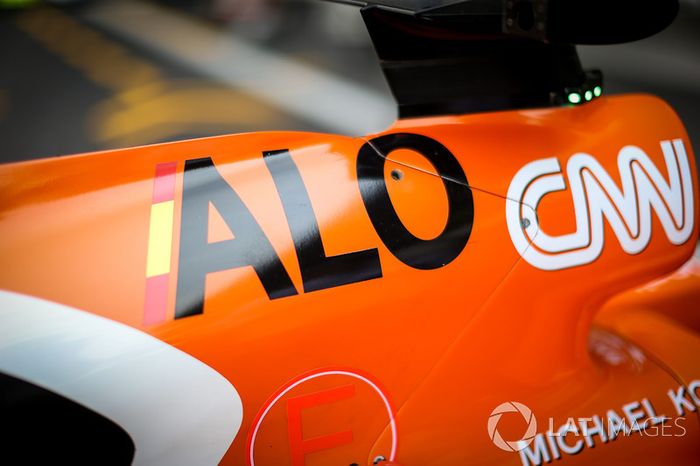 The bodywork detail of Fernando Alonso, McLaren MCL32