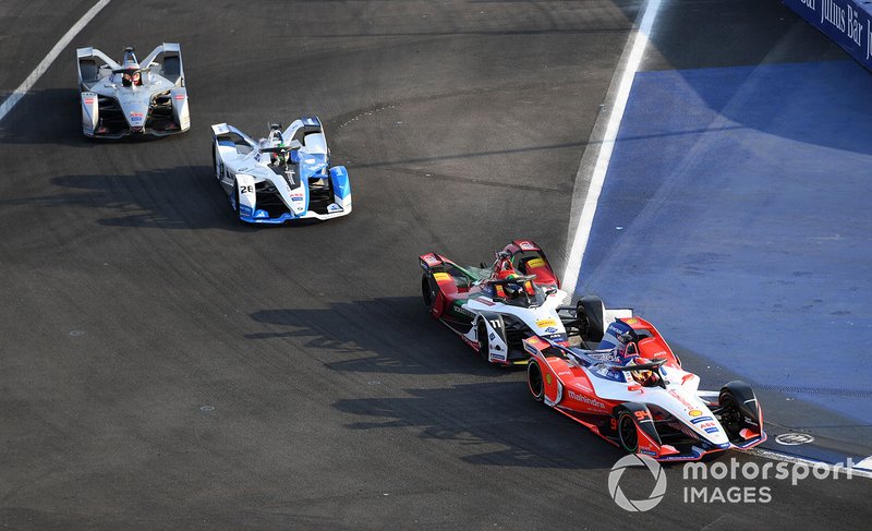 Pascal Wehrlein, Mahindra Racing, M5 Electro leadsLucas Di Grassi, Audi Sport ABT Schaeffler, Audi e-tron FE05, Antonio Felix da Costa, BMW I Andretti Motorsports, BMW iFE.18, Edoardo Mortara, Venturi Formula E, Venturi VFE05