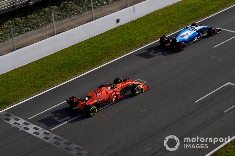 George Russell, Williams FW42, leads Sebastian Vettel, Ferrari SF90 