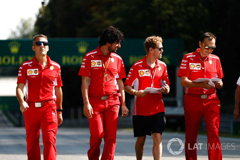 Sebastian Vettel, Ferrari, on a track walk