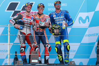 Podium : le vainqueur Marc Marquez, Repsol Honda Team, le deuxième Andrea Dovizioso, Ducati Team, le troisième Andrea Iannone, Team Suzuki MotoGP
