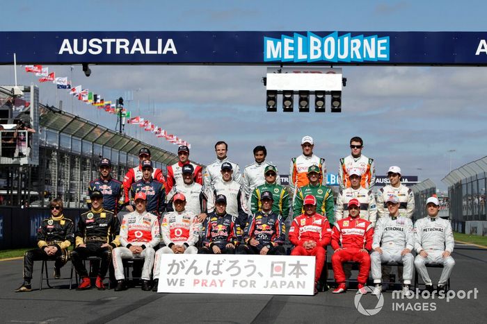 Foto de grupo de todos los pilotos de la F1 al inicio de la temporada