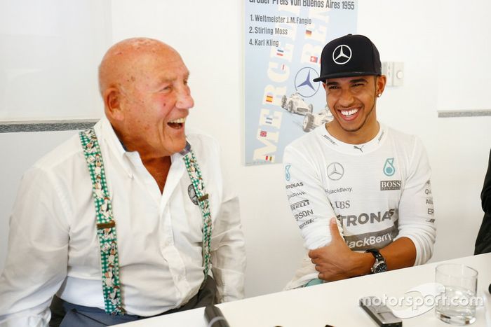 Lewis Hamilton y Sir Stirling Moss en Monza