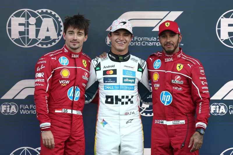 Charles Leclerc, Ferrari, Lando Norris, McLaren, Lewis Hamilton, Ferrari