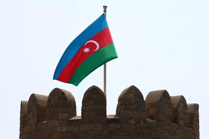 Azerbaijan flag flies above the track 