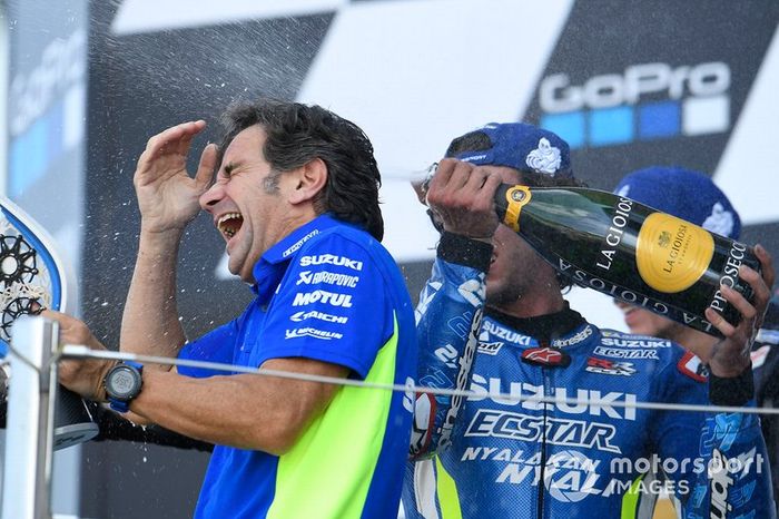 Podio: el ganador de la carrera Alex Rins, el equipo Suzuki MotoGP, Davide Brivio, el equipo Suzuki MotoGP.