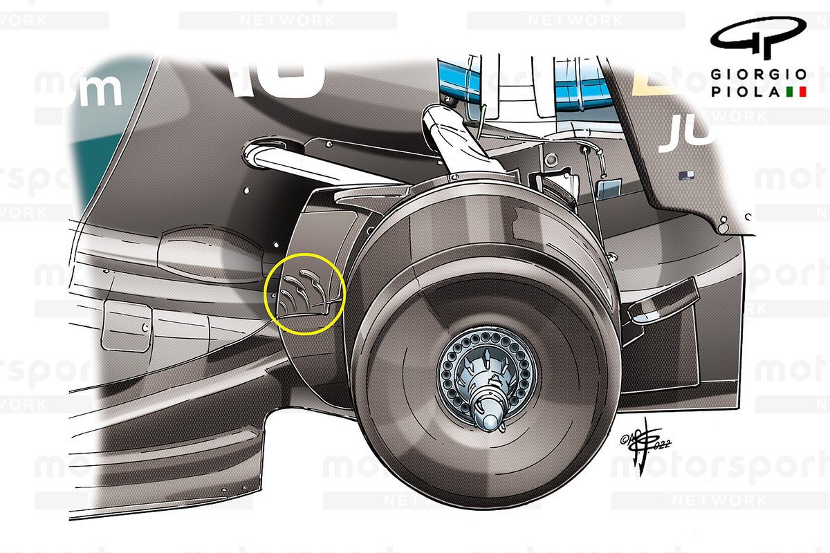 Detalle del conducto de freno del Aston Martin AMR22