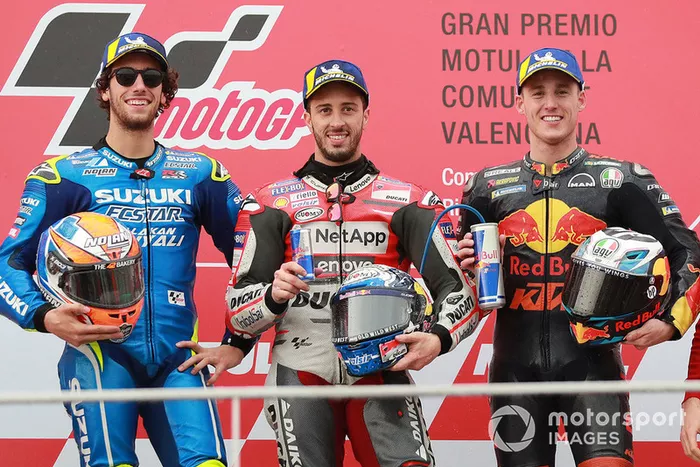 #19 GP de Valencia - Podio: Andrea Dovizioso, Álex Rins, Pol Espargaró