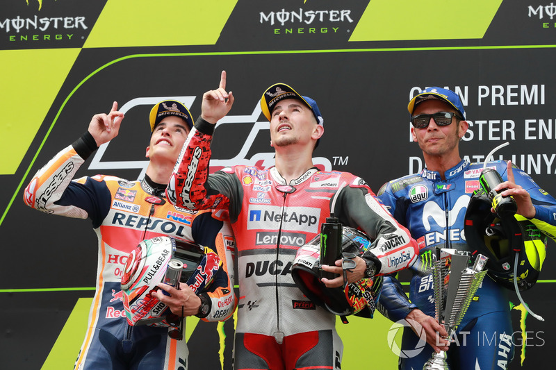 Podio: 1º Jorge Lorenzo, 2º Marc Márquez, 3º Valentino Rossi