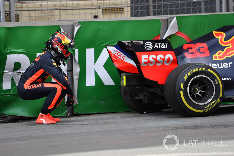 Max Verstappen, Red Bull Racing RB14 kecelakaan