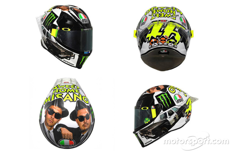 Helm von Valentino Rossi, Yamaha Factory Racing, im Design der Blues Brothers