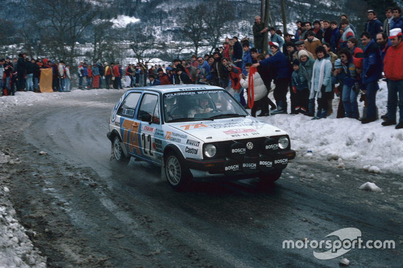 Kenneth Eriksson, Peter Diekmann, VW Golf, bei der Rallye Monte Carlo 1986