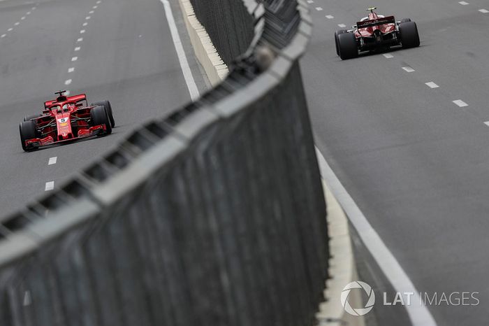 Sebastian Vettel, Ferrari SF71H y Charles Leclerc, Sauber C37