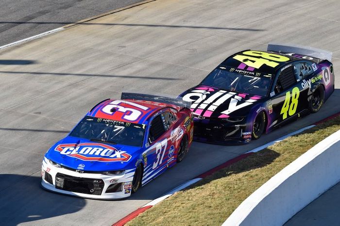 Chris Buescher, JTG Daugherty Racing, Chevrolet Camaro Clorox, Jimmie Johnson, Hendrick Motorsports, Chevrolet Camaro Ally