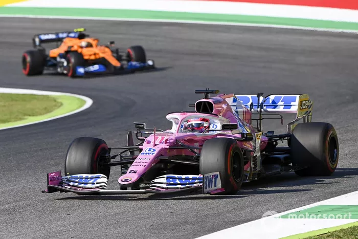 Sergio Pérez, Racing Point RP20, Lando Norris, McLaren MCL35