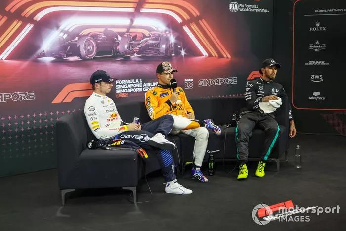 Max Verstappen, Red Bull Racing, poleman Lando Norris, McLaren F1 Team, Lewis Hamilton, Mercedes-AMG F1 Team