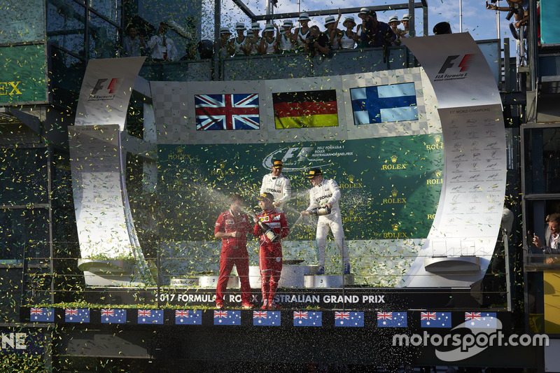 Sebastian Vettel, Ferrari, 1st Position, Lewis Hamilton, Mercedes AMG, 2nd Position, Valtteri Bottas