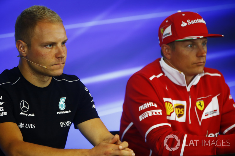 Valtteri Bottas, Mercedes AMG F1, Kimi Raikkonen, Ferrari, in the Thurday press conference