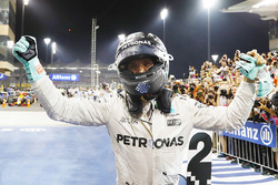 Second place and world champion Nico Rosberg, Mercedes AMG F1, celebrates in Parc Ferme
