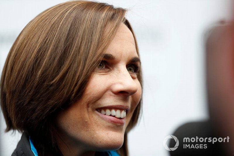 Claire Williams, Williams Deputy Team Principal talks with the media