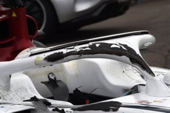 Bandafdruk op de halo van Charles Leclerc