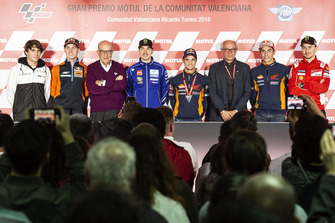 Albert Arenas, Ángel Nieto Team, Pol Espargaro, Red Bull KTM Factory Racing, Carmelo Ezpeleta, Dorna, Maverick Viñales, Yamaha Factory Racing, Dani Pedrosa, Repsol Honda Team, Vito Ippolito, Presidente FIM, Marc Marquez, Repsol Honda Team, Jorge Lorenzo, Ducati Team