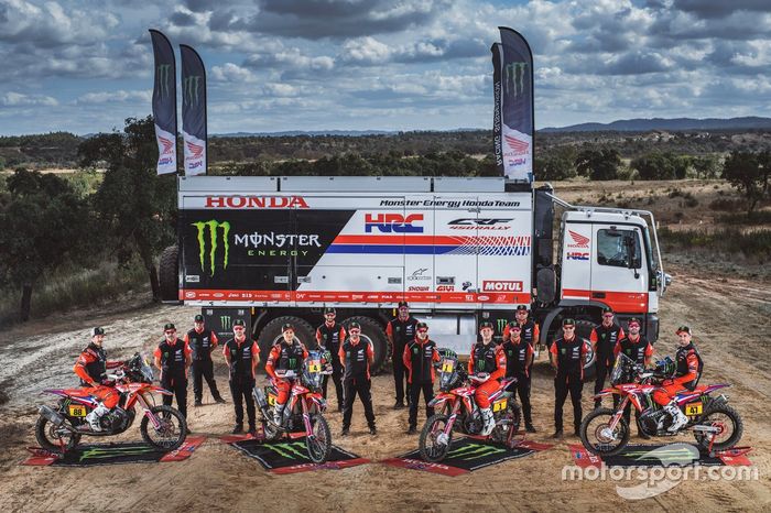 #1 Monster Energy Honda Team: Ricky Brabec, #4 Monster Energy Honda Team: Jose Ignacio Cornejo Florimo, #47 Monster Energy Honda Team: Kevin Benavides, #88 Monster Energy Honda Team: Bort Joan Barreda