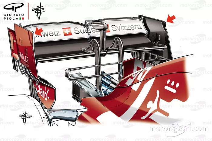 Alerón trasero del Alfa Romeo Racing C38