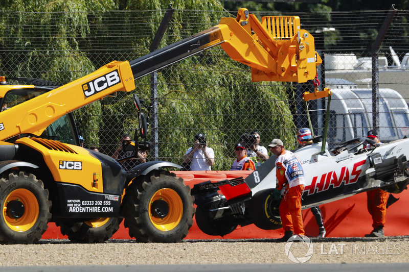 Romain Grosjean, Haas F1 Team, dopo l'incidente